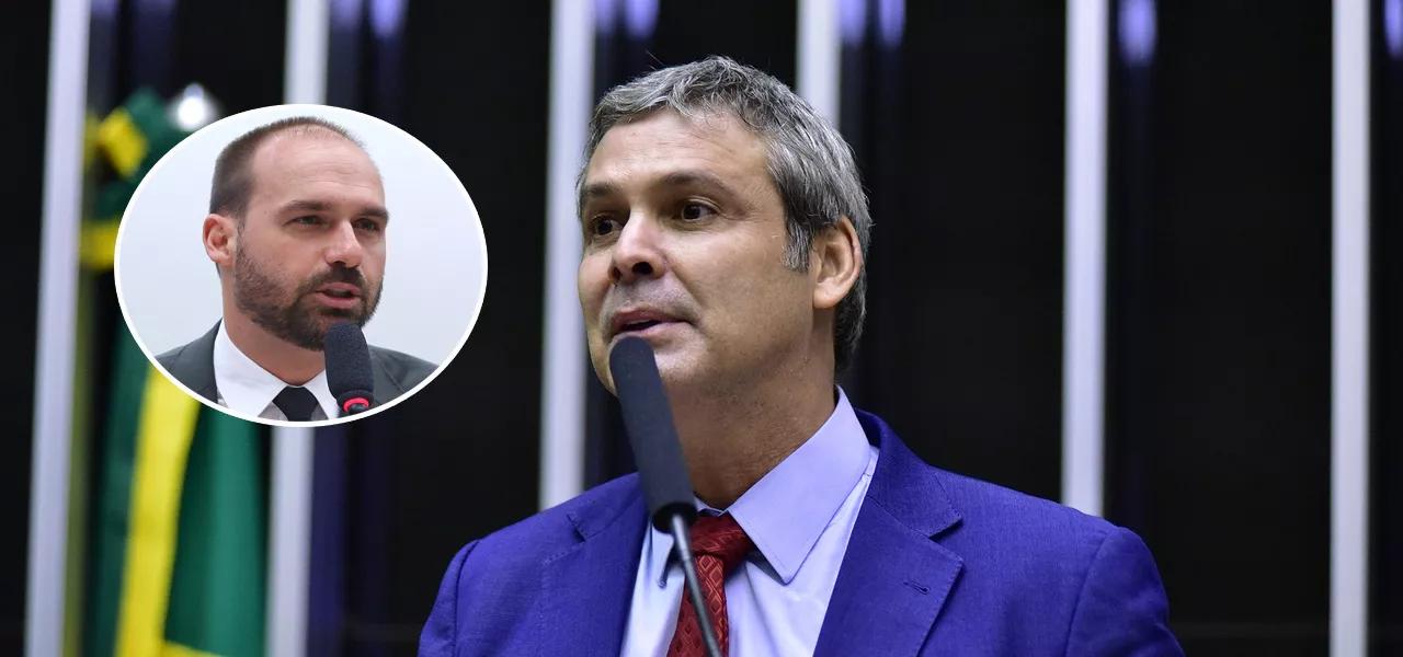 Eduardo Bolsonaro (no círculo) e Lindbergh Farias Eduardo Bolsonaro (no círculo) e Lindbergh Farias