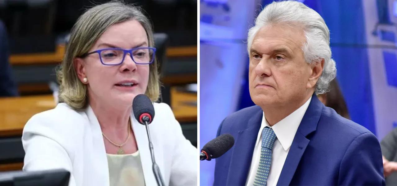 Gleisi Hoffmann (à esq.) e Ronaldo Caiado Gleisi Hoffmann (à esq.) e Ronaldo Caiado