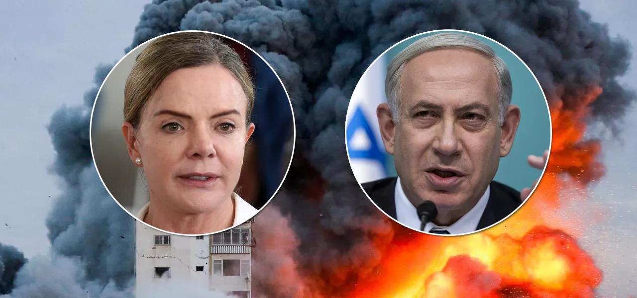 Gleisi Hoffmann e Benjamin Netanyahu Gleisi Hoffmann e Benjamin Netanyahu