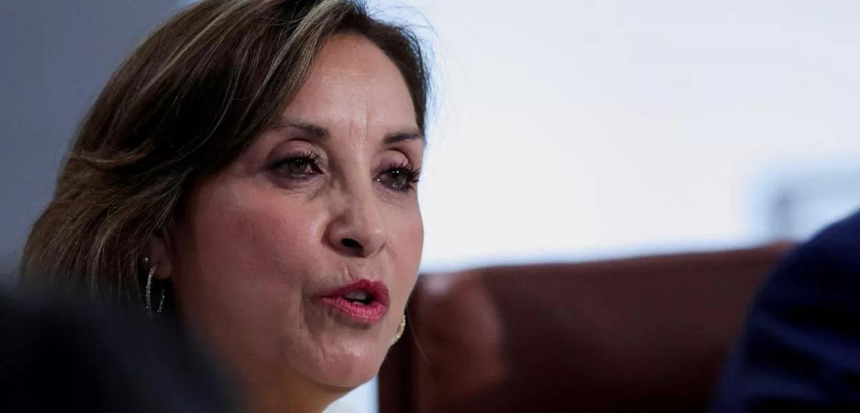 A presidente do Peru, Dina Boluarte A presidente do Peru, Dina Boluarte