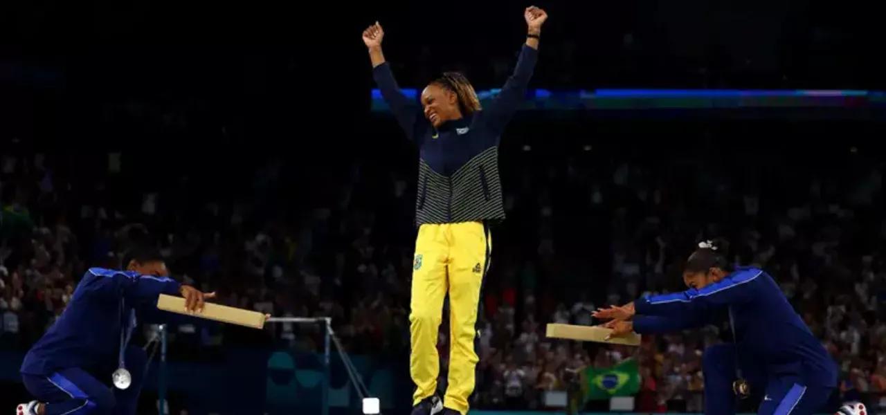 Foto: Reuters/Hannah Mckay Simone Biles, Rebeca Andrade e Jordan Chiles