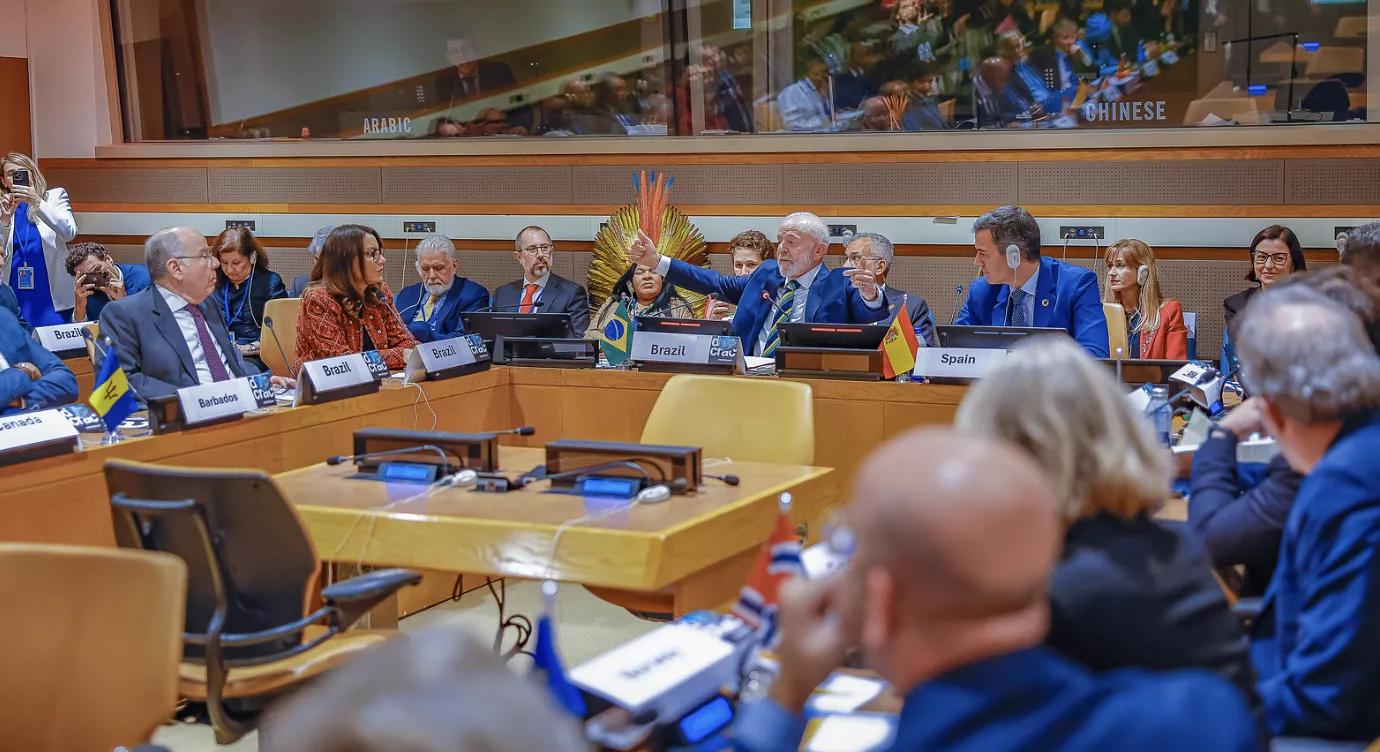 24.09.2024 - Presidente Luiz Inácio Lula da Silva, durante o evento “Em defesa da democracia, combatendo os extremismos”, na Sede das Nações Unidas (ONU). Nova York - Estados Unidos. 24.09.2024 - Presidente Luiz Inácio Lula da Silva, durante o evento “Em defesa da democracia, combatendo os extremismos”, na Sede das Nações Unidas (ONU). Nova York - Estados Unidos.