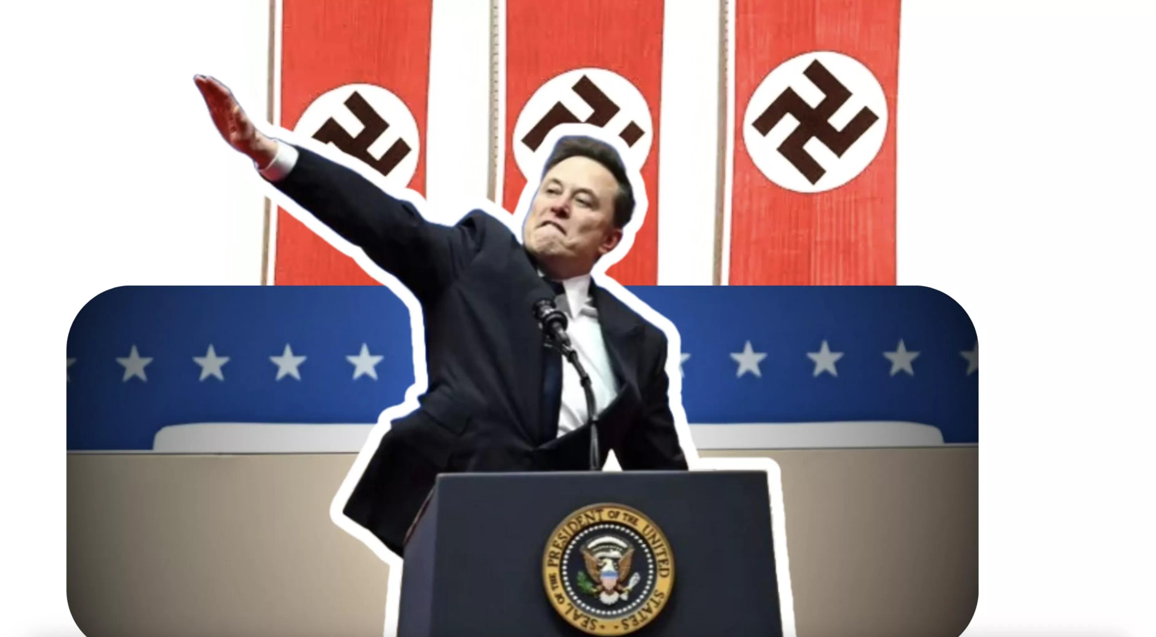Montagem a partir do gesto de Musk na posse de Trump Montagem a partir do gesto de Musk na posse de Trump