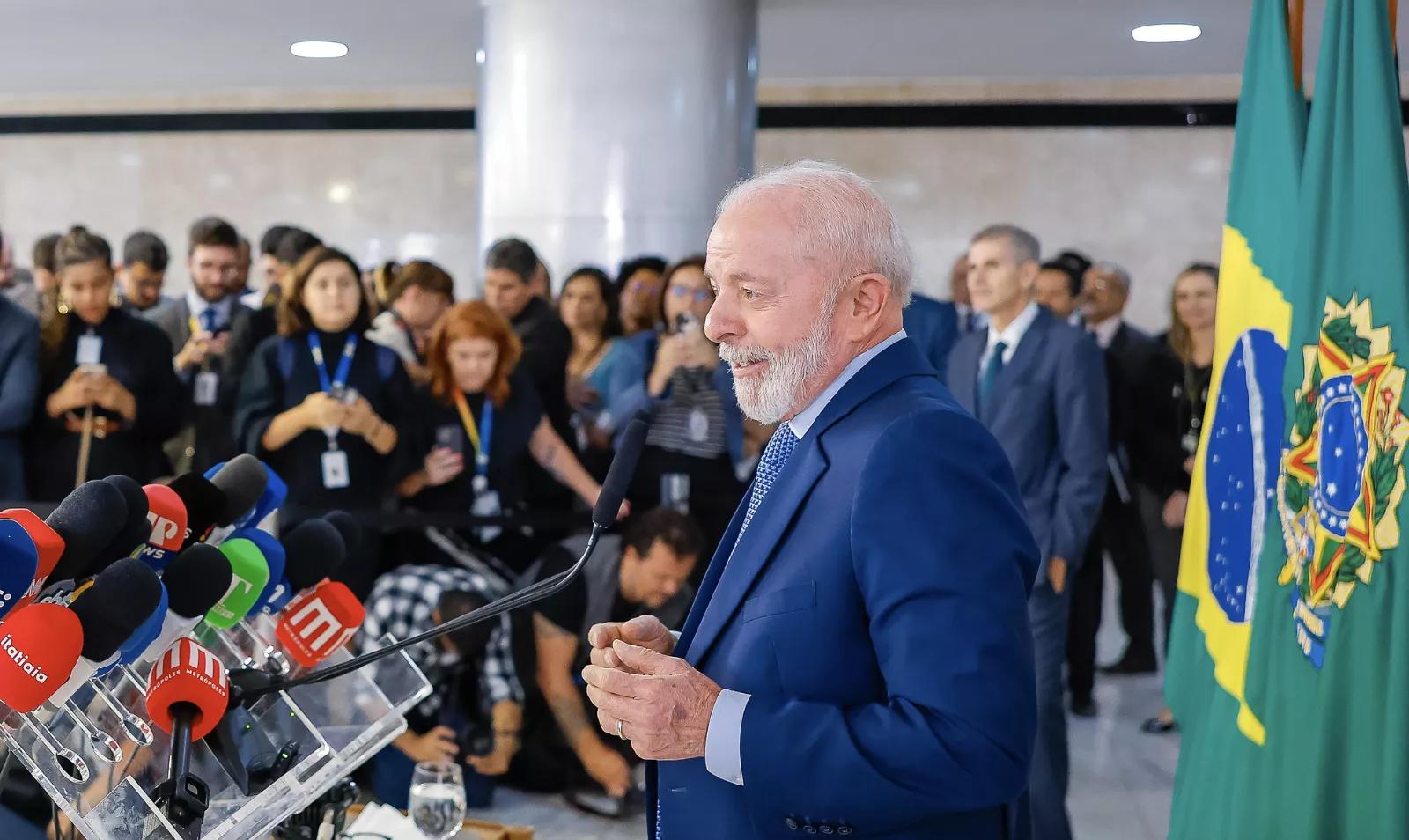 30.01.2025 - Presidente Luiz Inácio da Silva durante coletiva à imprensa, no Palácio do Planalto. Brasília - DF 30.01.2025 - Presidente Luiz Inácio da Silva durante coletiva à imprensa, no Palácio do Planalto. Brasília - DF