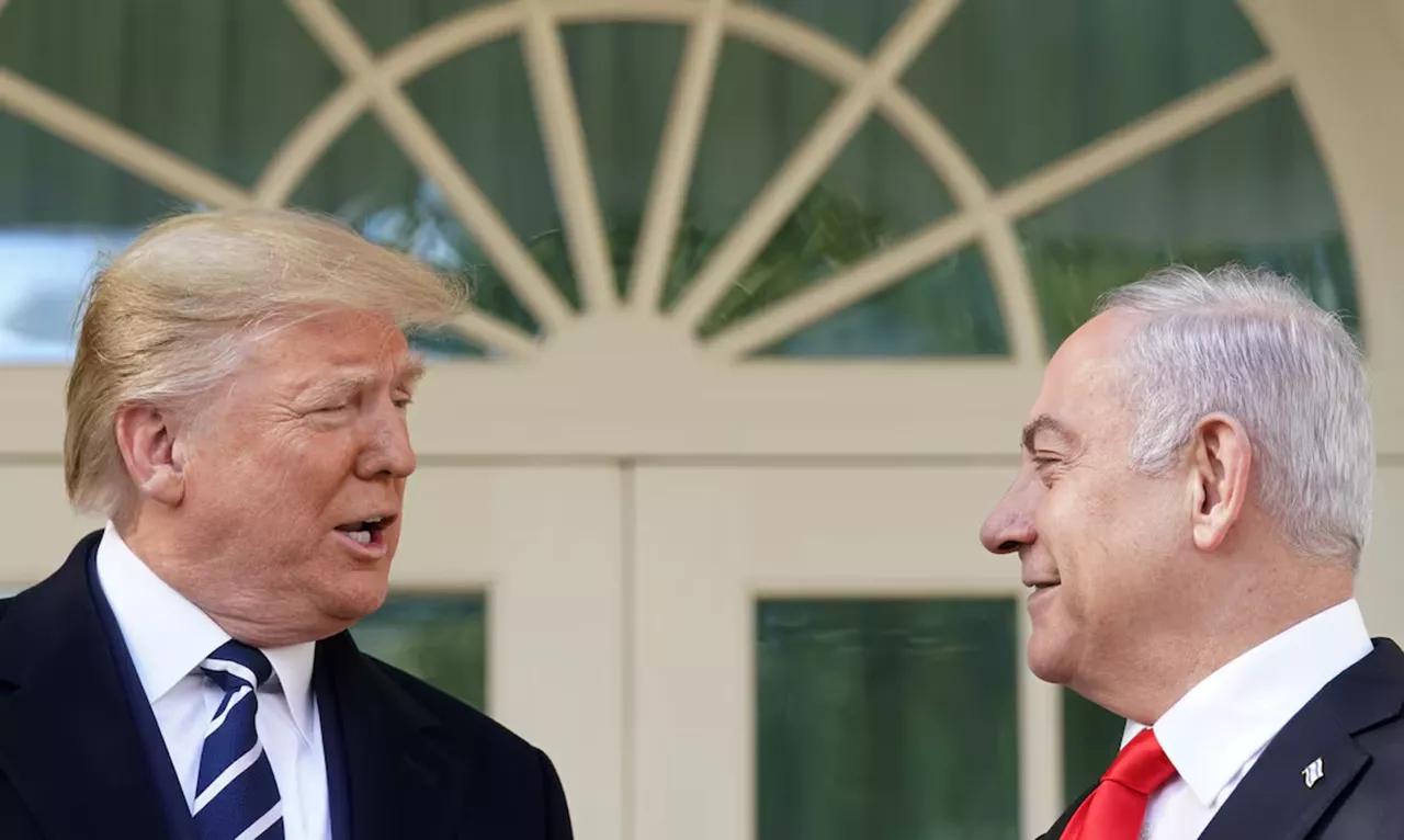 Donald Trump (à esq.) e Benjamin Netanyahu Donald Trump (à esq.) e Benjamin Netanyahu