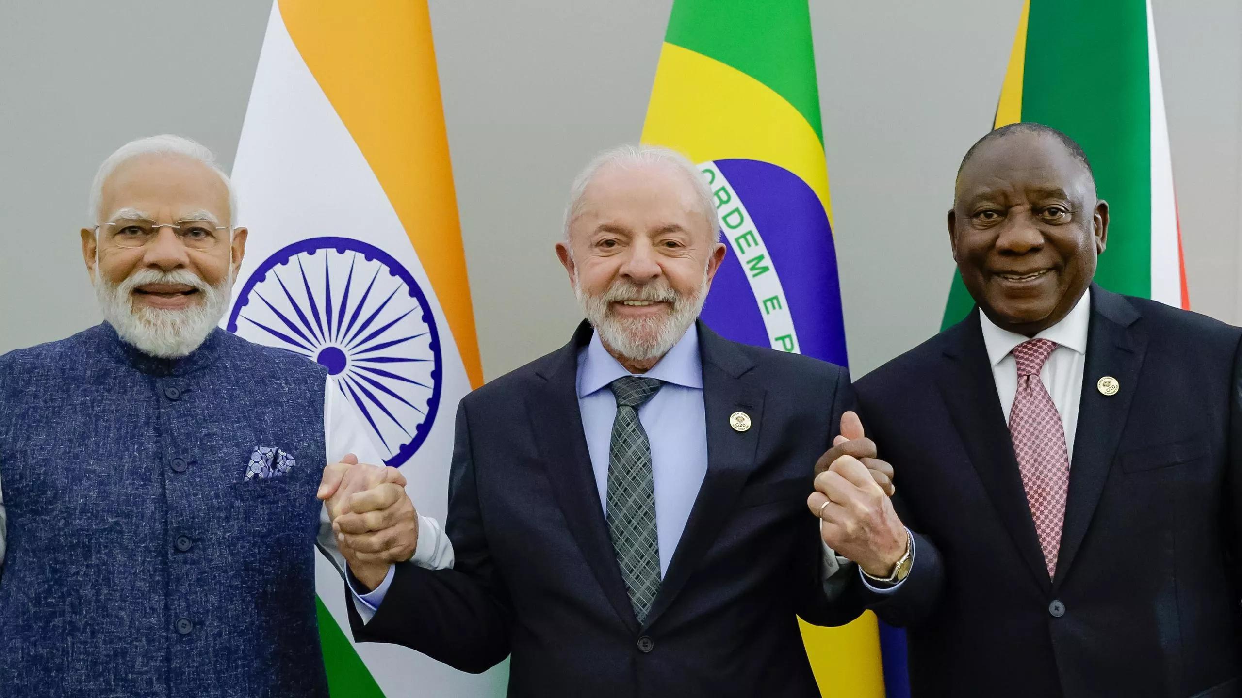 Narendra Modi, Lula e Cyril Ramaphosa Narendra Modi, Lula e Cyril Ramaphosa
