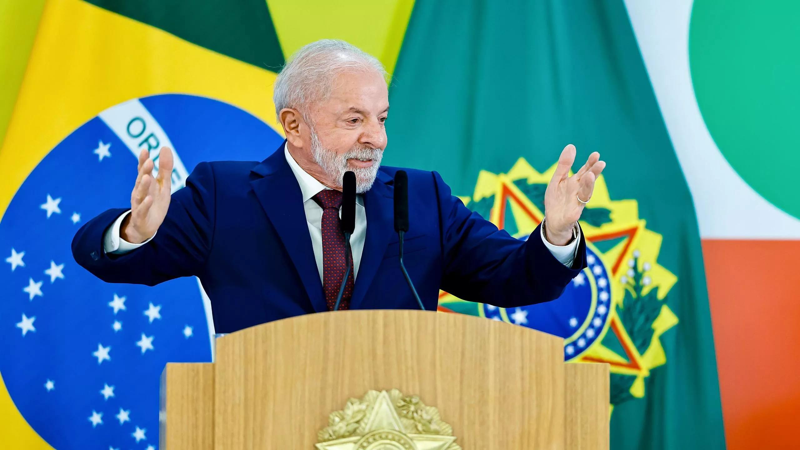 Presidente Lula durante entrevista coletiva à imprensa.
