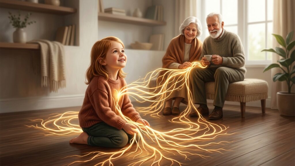 A transmissão de memórias e vivências familiares estimula a empatia precoce e desenvolve a resiliência para a vida adulta.