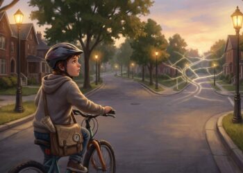 Andar de bicicleta pelo bairro ajuda a criança a construir o mapeamento mental espacial e a inteligência geográfica local.