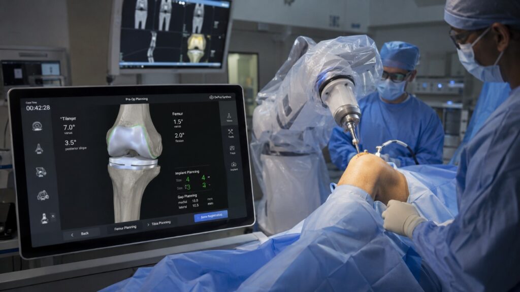 Robô planeja cirurgia nos mínimos detalhes e guia a mão do cirurgião: clínica atinge 50 próteses de joelho e quadril com precisão quase total