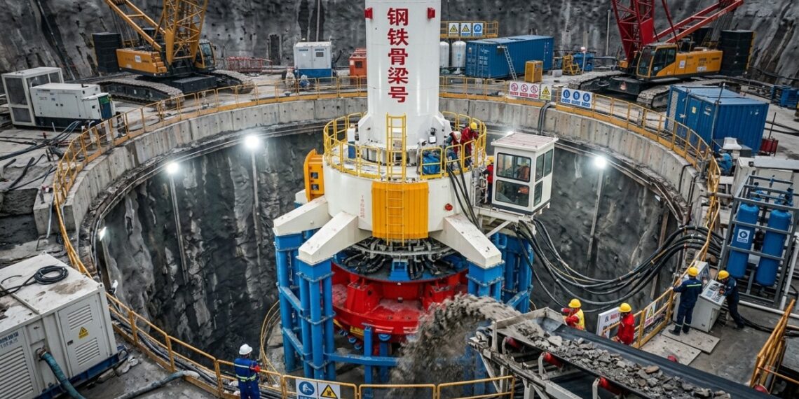 A China lançou a primeira perfuratriz do mundo que consegue cavar em pé até 1.000 metros de profundidade e tirar por vez o peso de dez veículos