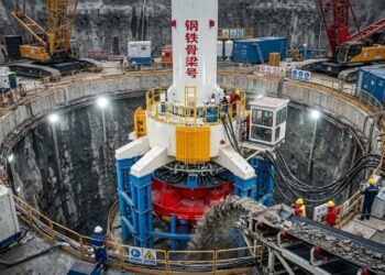 A China lançou a primeira perfuratriz do mundo que consegue cavar em pé até 1.000 metros de profundidade e tirar por vez o peso de dez veículos