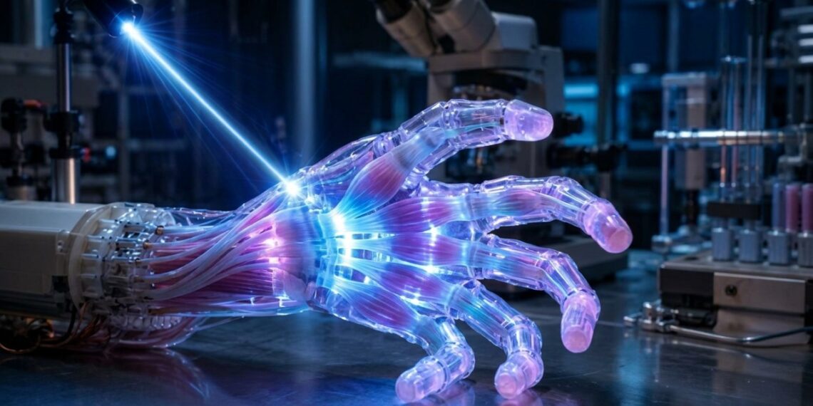 Adeus aos motores elétricos na robótica macia: químico alemão cria músculos artificiais que se movem com um simples pulso de luz
