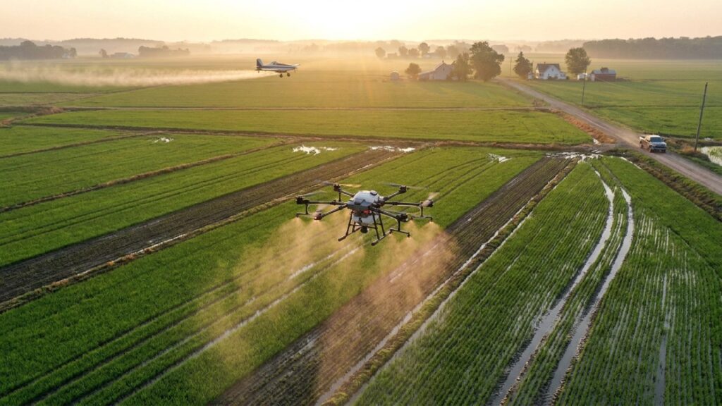 Extremadura lança uma frota de drones e aeronaves para proteger 19.000 hectares de arroz contra a praga do percevejo mais perigoso