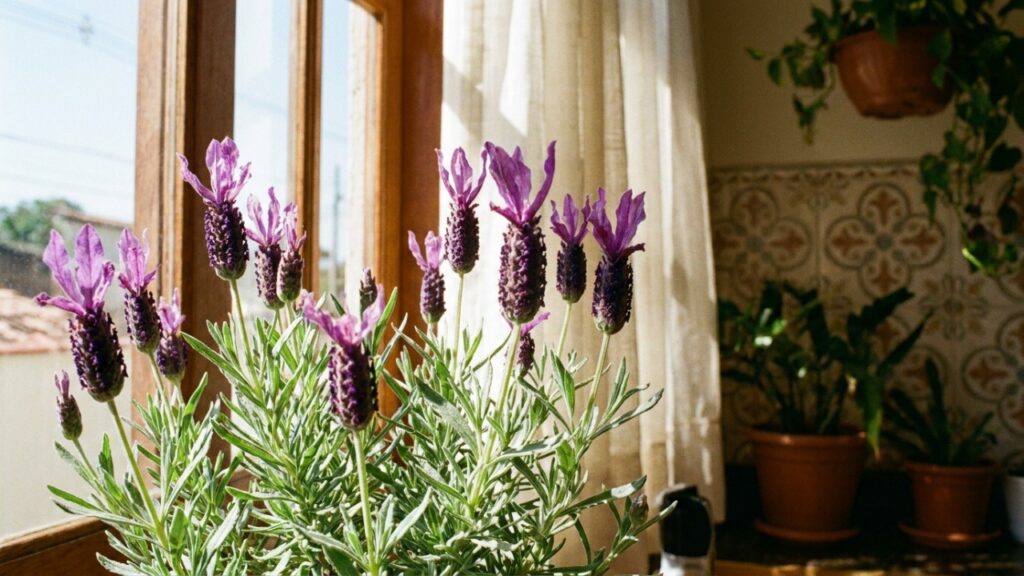 A Lavanda Dentata suporta a exposição direta ao sol o dia inteiro e oferece um perfume natural que purifica a atmosfera da casa.