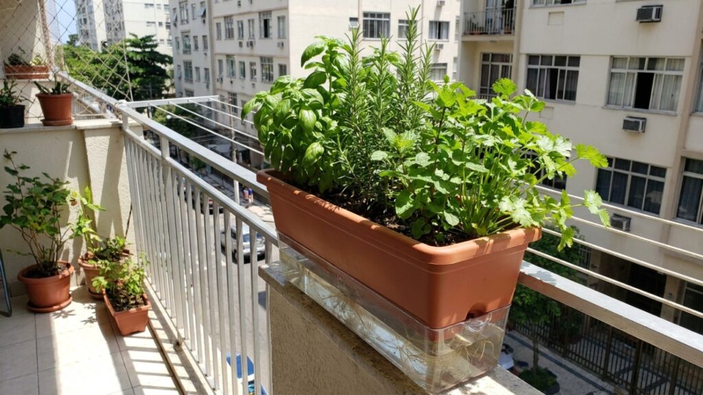 O cultivo vertical e o uso de recipientes inteligentes mantêm o solo com a umidade perfeita para simplificar a manutenção da horta caseira.