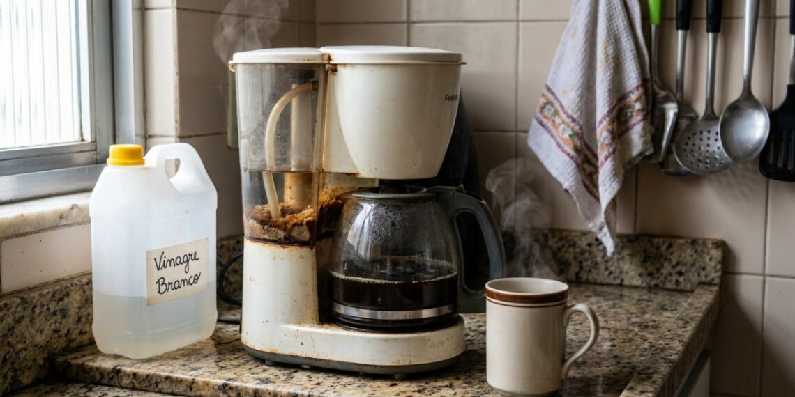 A higienização correta com vinagre branco elimina os resíduos invisíveis que alteram o sabor e o aroma da sua bebida favorita.