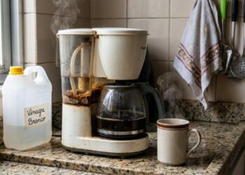 A higienização correta com vinagre branco elimina os resíduos invisíveis que alteram o sabor e o aroma da sua bebida favorita.