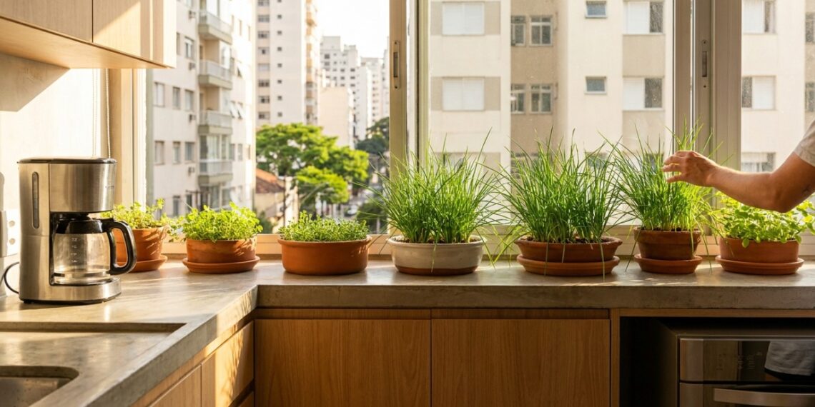O cultivo de cebolinha em apartamentos otimiza o espaço da cozinha e garante temperos frescos sempre à disposição para as receitas diárias.