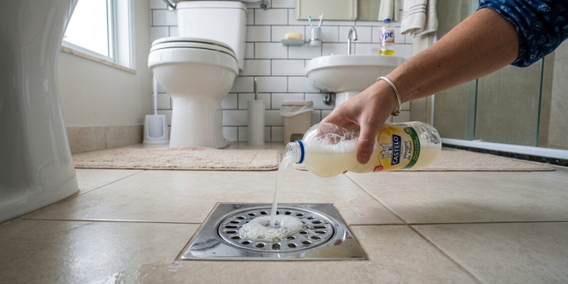 A mistura de detergente neutro e sal aplicada nos ralos elimina o habitat ideal para a reprodução de insetos e larvas.