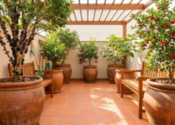 A escolha de frutíferas com raízes superficiais permite cultivar alimentos em casa sem danificar a estrutura do piso.