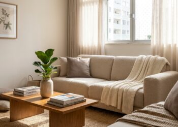 A substituição de superfícies rígidas por estofados texturizados promove o verdadeiro acolhimento e eleva o padrão visual da sala de estar.