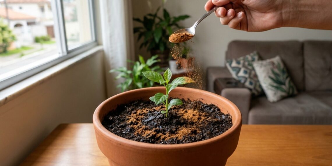 O uso do pó aromático cria uma barreira biológica que cicatriza as raízes e previne contaminações após o replantio.