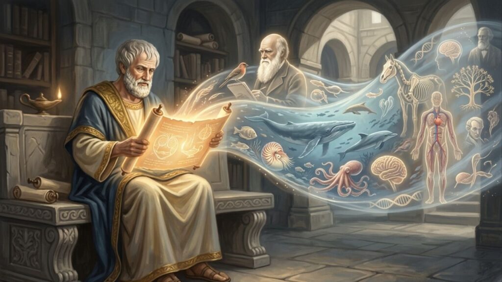 Charles Darwin, ao comentar a genialidade dos estudos biológicos de Aristóteles, disse: "Linnaeus e Cuvier foram os meus dois deuses, mas eles eram meros estudantes de escola perto do velho Aristóteles."