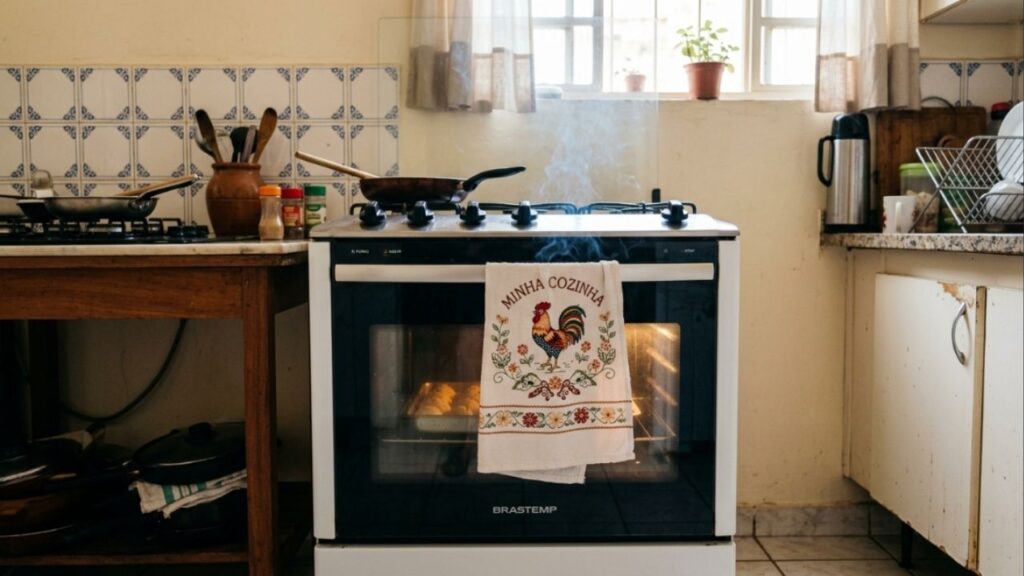 Por que não é uma boa ideia pendurar um pano de prato na porta do forno?