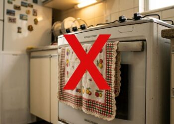 Por que não é uma boa ideia pendurar um pano de prato na porta do forno?