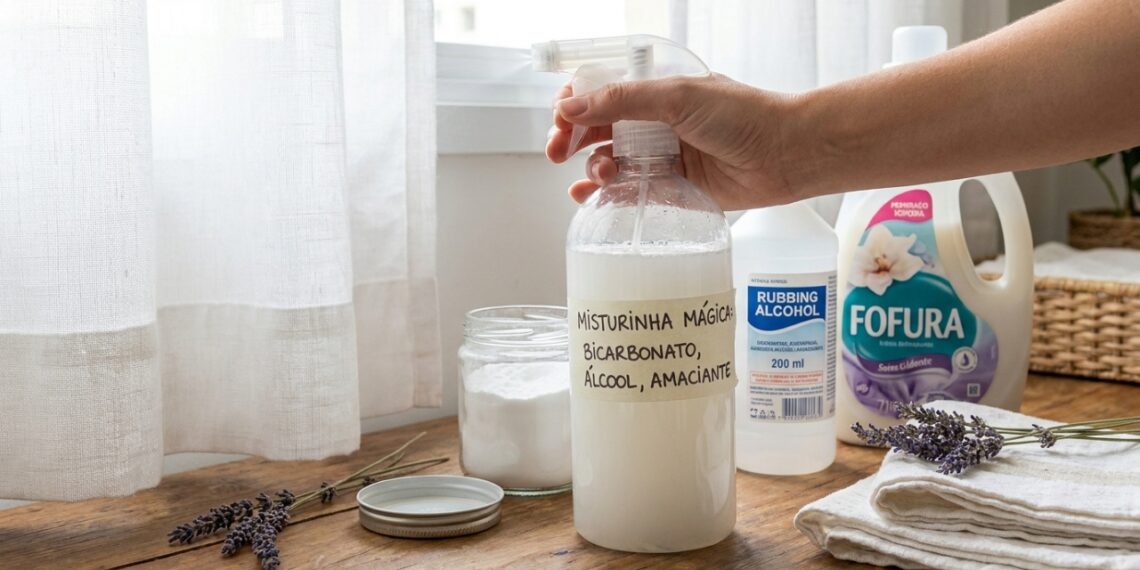 A mistura caseira utiliza ingredientes simples para garantir um perfume profissional e frescor imediato aos tecidos do lar.