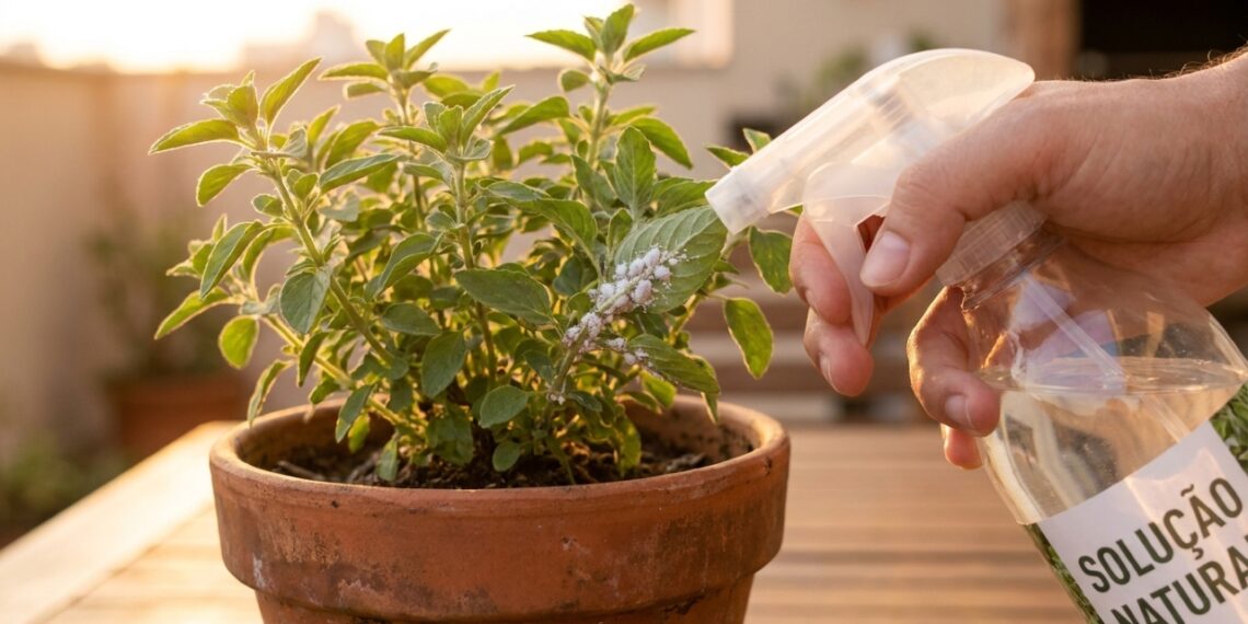 Aplicar o defensivo orgânico no final da tarde evita o efeito de lente solar e protege as folhas contra queimaduras.