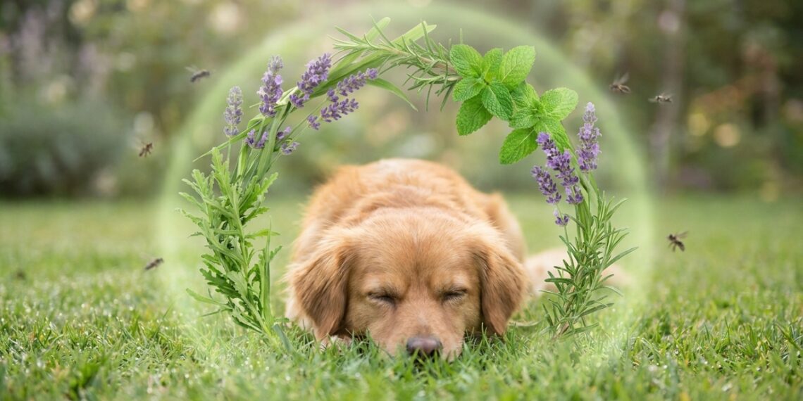 O uso estratégico de plantas aromáticas cria uma barreira natural e segura para a proteção dos pets no quintal.