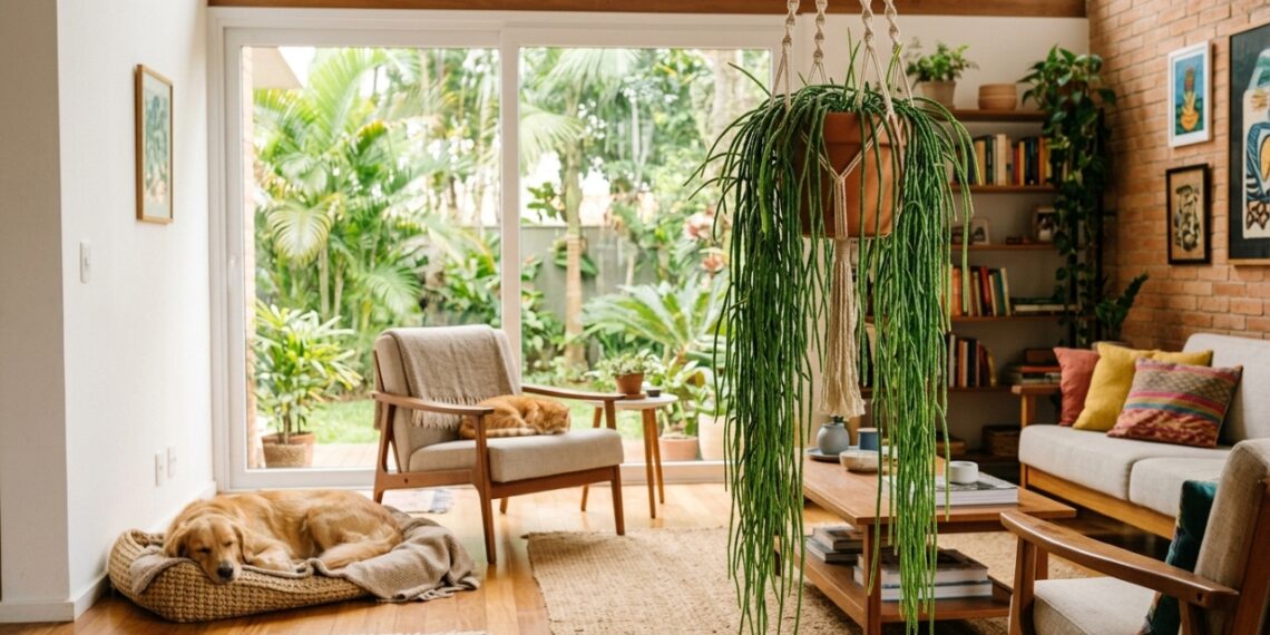O Cacto-macarrão é a escolha ideal para decorar lares com animais de estimação.