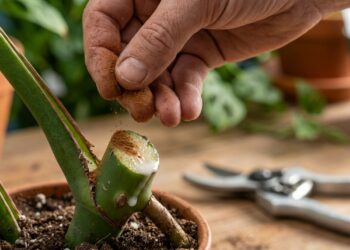 A aplicação estratégica da canela logo após o corte é essencial para proteger as feridas expostas da planta.
