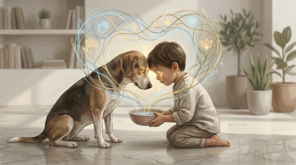 A interpretação da linguagem corporal animal ajuda a refinar a sensibilidade social e aprimora as habilidades de comunicação interpessoal dos pequenos.