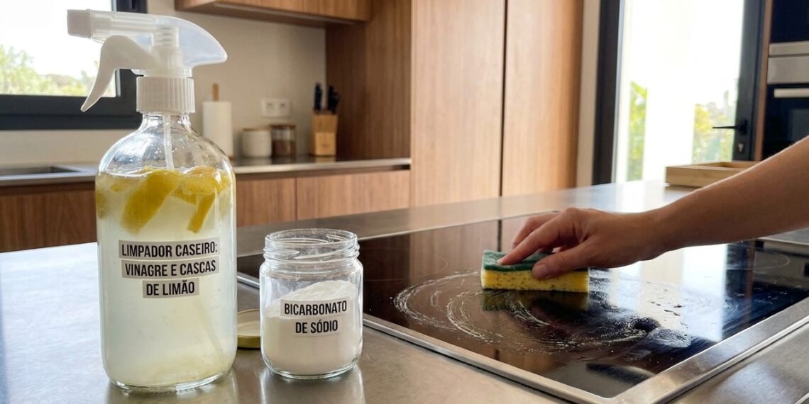 A mistura de ingredientes simples cria uma reação poderosa que remove a gordura resistente do fogão sem esforço.