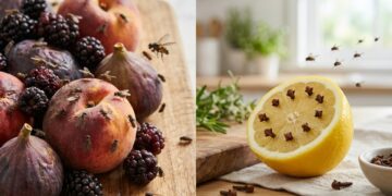 Aromas naturais como o manjericão e o limão com cravo criam uma barreira invisível que protege as frutas frescas contra insetos.