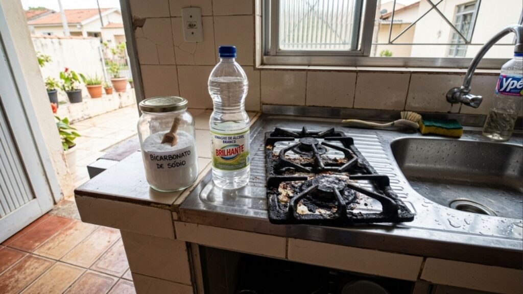 Como tirar a gordura amarelada das grades do fogão após frituras: o truque fácil da pasta caseira de bicarbonato de sódio e vinagre que sempre funciona