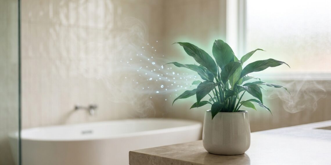 O lírio-da-paz atua como um purificador natural que remove toxinas e controla a umidade do ar.