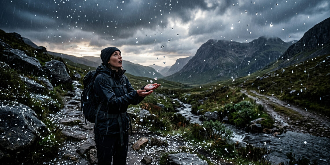 Imagem realista do planeta Netuno visto do espaço, com atmosfera azul profunda e faixas de nuvens, ilustrando o gigante de gelo onde chove diamantes.