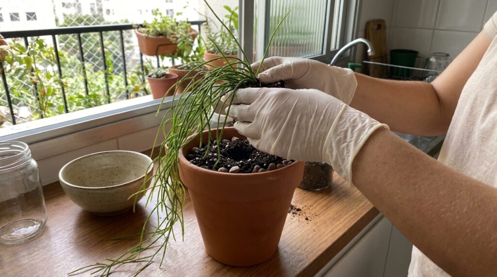 A Rhipsalis baccifera une beleza escultural e facilidade de manutenção em ambientes internos.