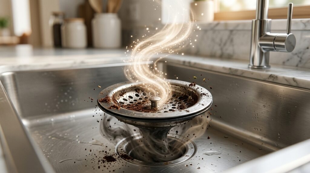 A aplicação noturna do pó de café garante um ambiente de cozinha purificado e livre de odores indesejados pela manhã.