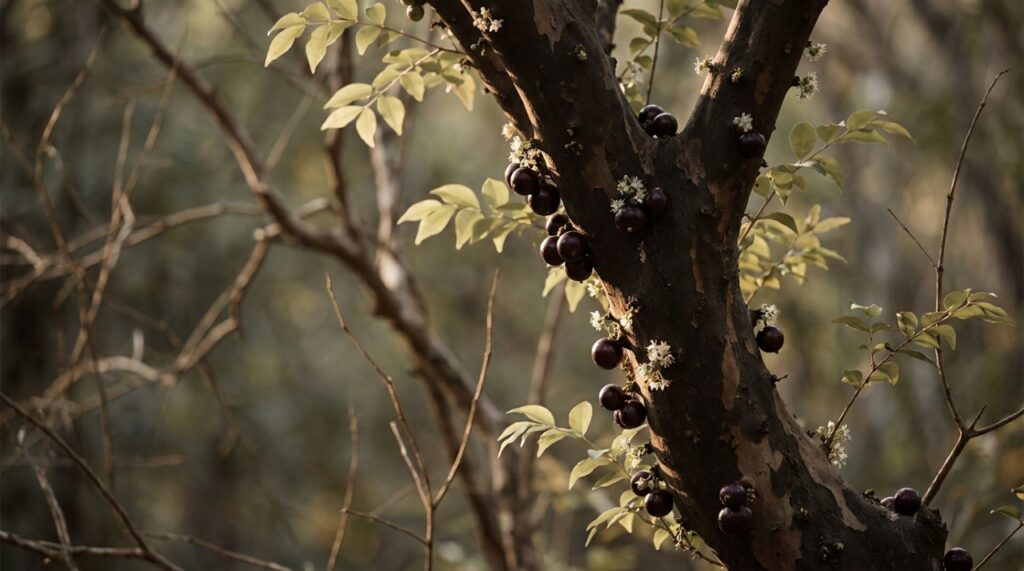 A remoção de galhos ladrões e partes secas garante que a energia da planta seja direcionada para a produção de frutos doces.