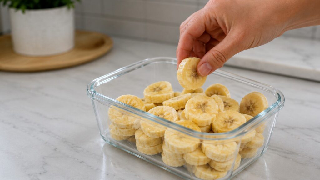 Pare de guardar a banana madura dentro da fruteira abafada na cozinha: essa é a maneira correta de separar os cachos e congelar em rodelas para preservar a doçura da fruta