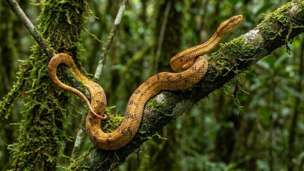 A jararaca-ilhoa da Ilha da Queimada Grande que virou foco de biólogos ao apresentar diferenças marcantes de tamanho e adaptação de habitat em relação à tradicional espécie continental