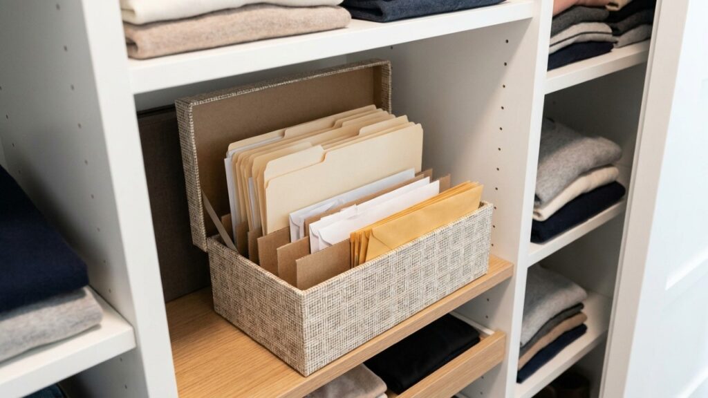 Não jogue as caixas de sapato vazias fora! Ideias para reutilizar essas embalagens como divisórias simples para organizar documentos e papéis no armário