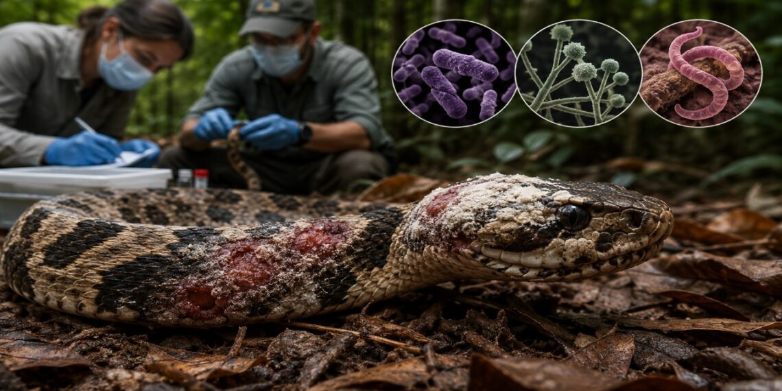 Doença silenciosa se espalha entre cobras selvagens e acende alerta entre cientistas