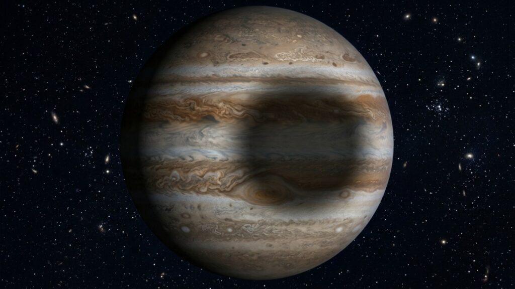 O enorme "círculo preto" flutuando em Júpiter que a NASA descobriu em 2019, com 3540 quilômetros de diâmetro