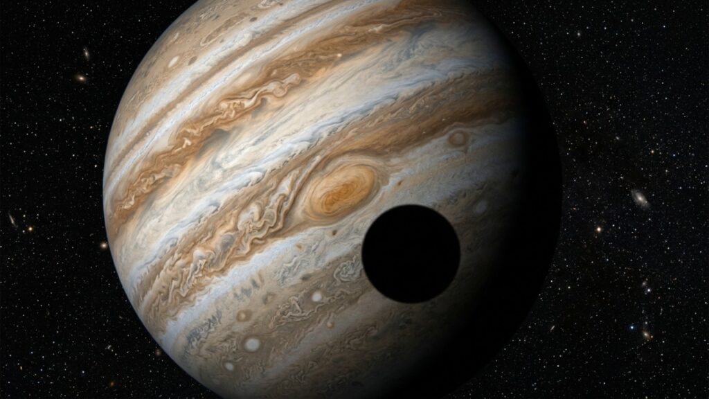 O enorme "círculo preto" flutuando em Júpiter que a NASA descobriu em 2019, com 3540 quilômetros de diâmetro